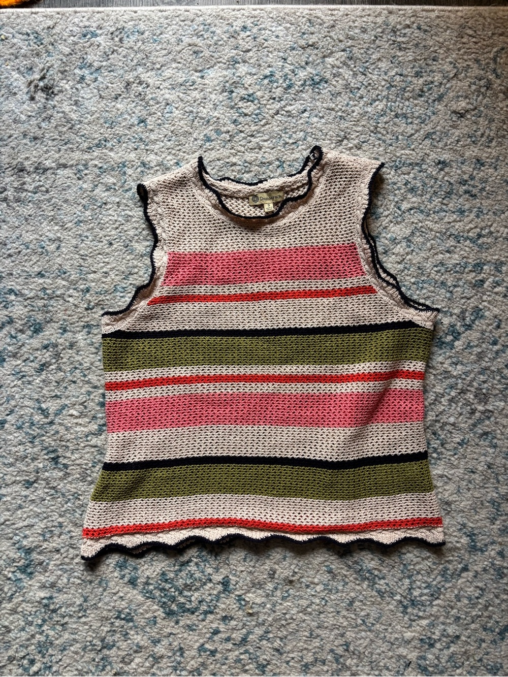 Striped Scallop Sweater Tank - Picture 2 of 3